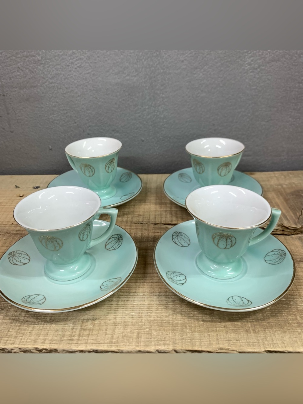 vintage porcelain mini teacup set 4pc set